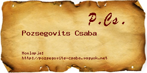 Pozsegovits Csaba névjegykártya